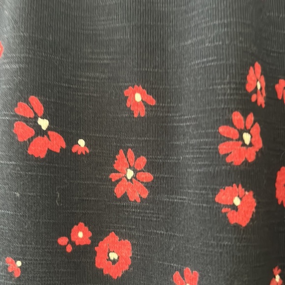 J Jill Navy Blue + Red Florals Jersey Knit Pull-on Rayon Skirt w POCKETS - Picture 5 of 10